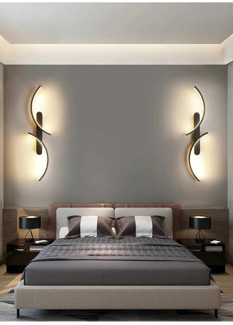Curved Arc LED Bedside Wall Light