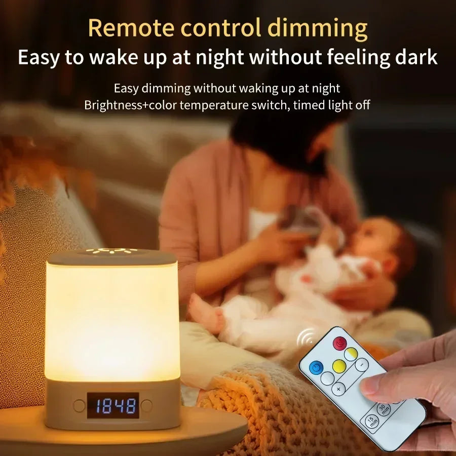 Bedside Night Light Rechargeable Reading Desk Lamp with Clock Time