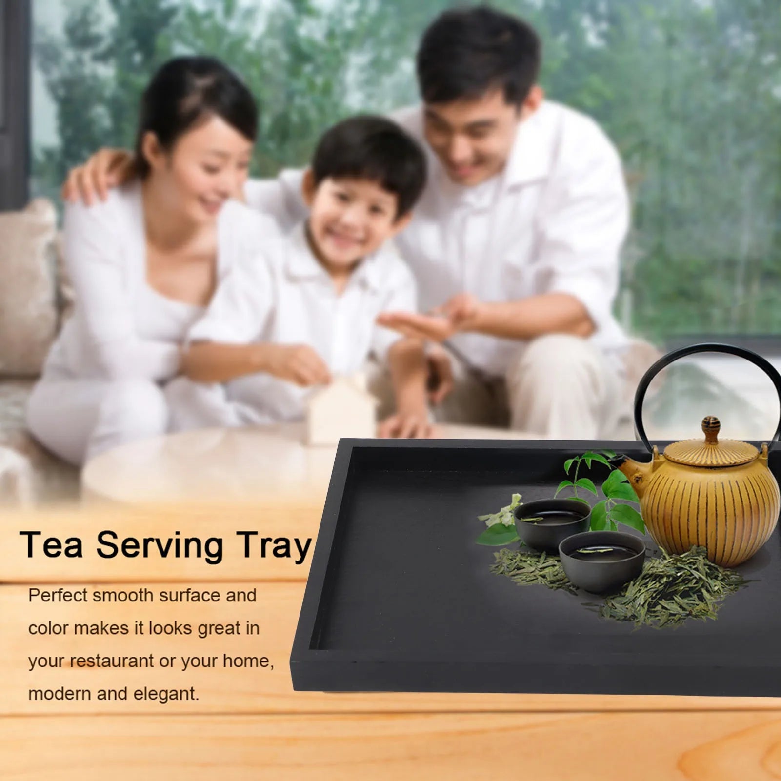 Rectangle Solid Wood Tea Tray Coffee Snack Food Serving Tray