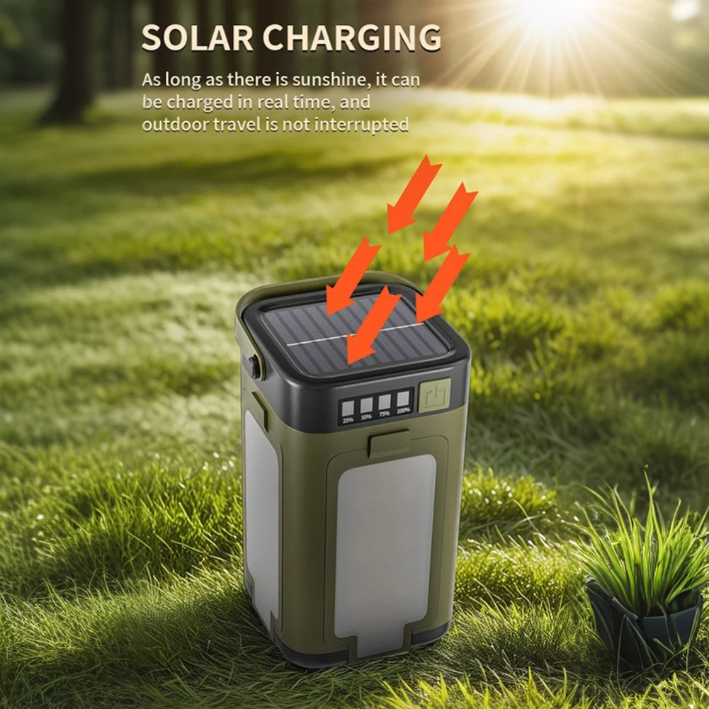 Solar Camping Lantern Foldable Camping Light Waterproof Rechargeable