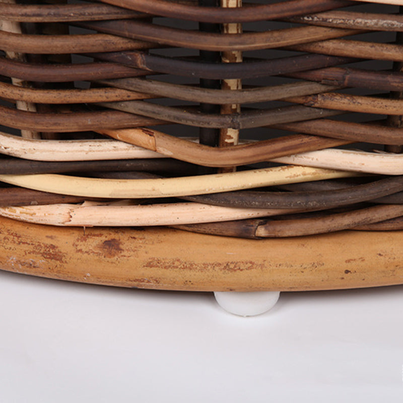 Rustic Teak & Rattan Weaving Bar Table - Dual-Material Durability & Natural Charm Table For Dining Room & Kitchen