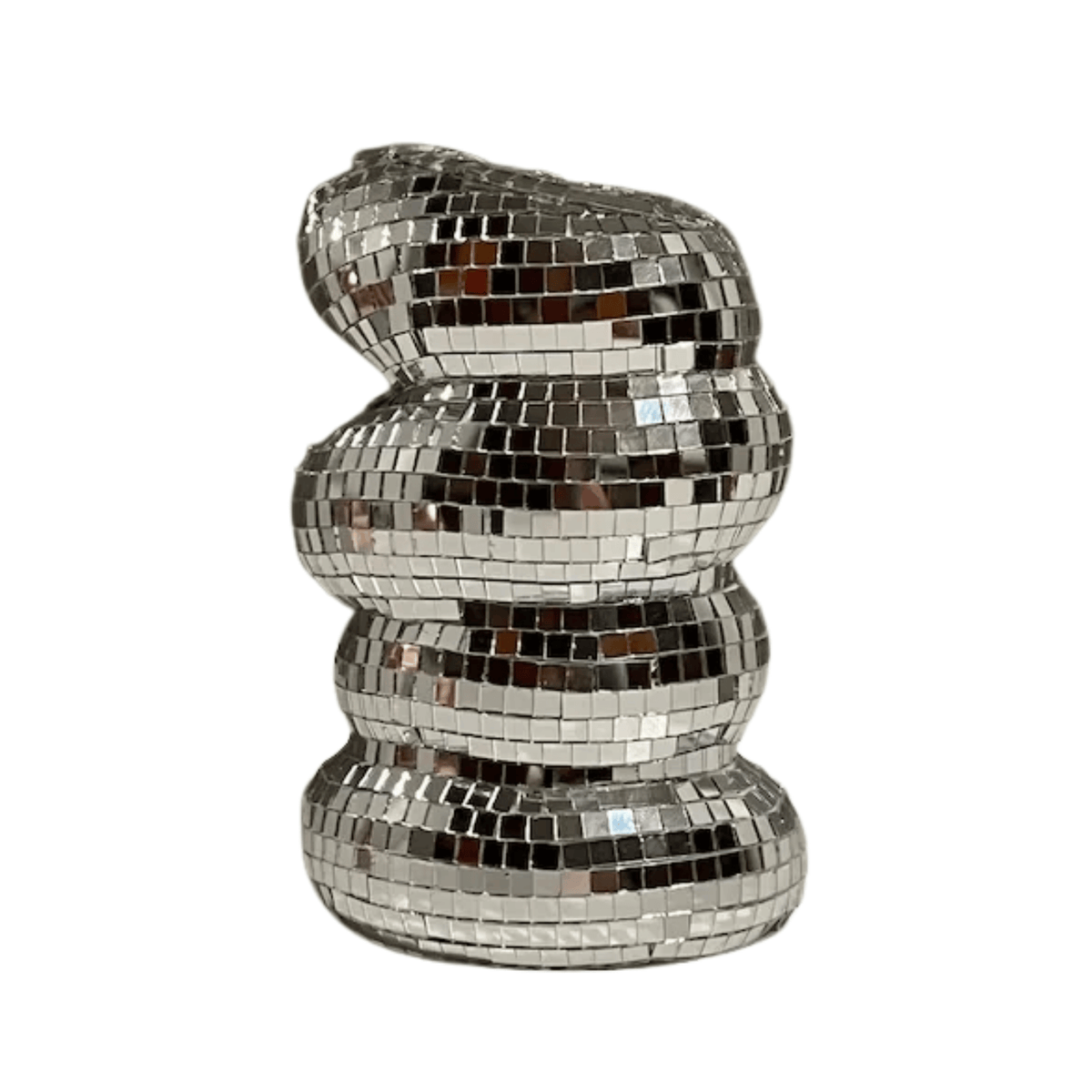 Mirrored Disco Ball Mini Vase, Silver Glass Bud Vase