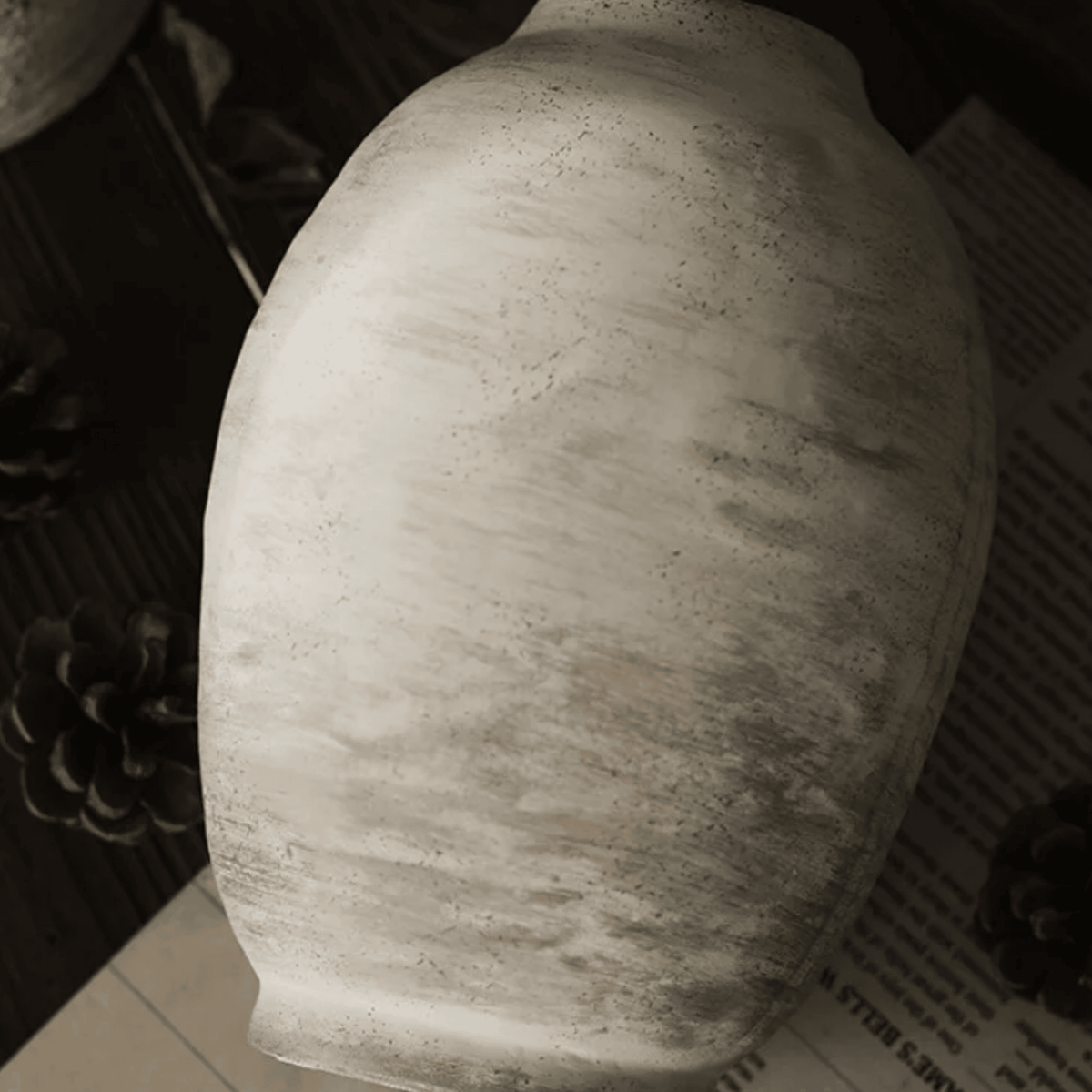 Vintage Style Handmade Ceramic Vase, Curved Glazed Vase