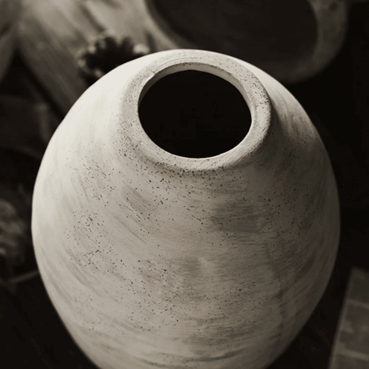 Vintage Style Handmade Ceramic Vase, Curved Glazed Vase