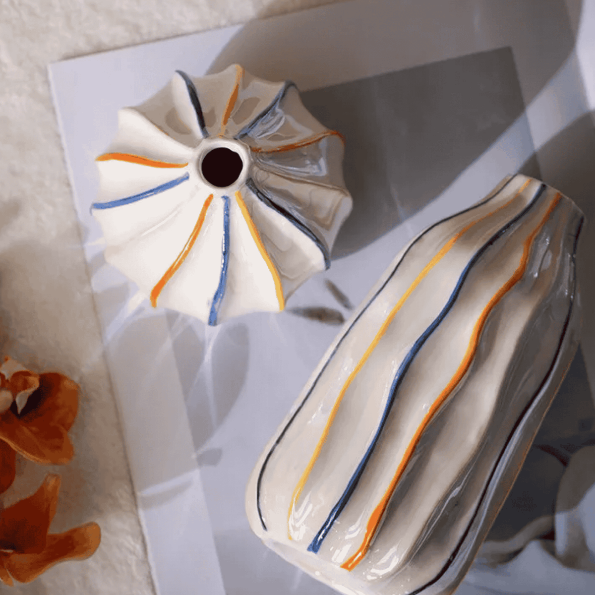 Colorful Striped Ceramic Vase, Small, Medium or Large