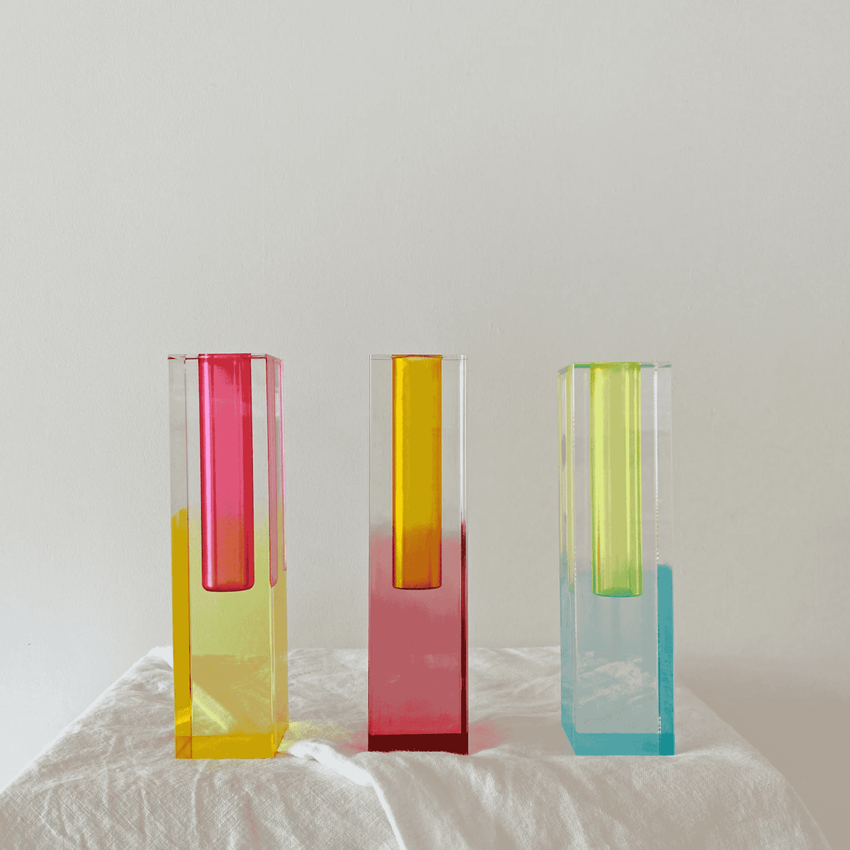 Iridescent Acrylic Bud Vase, Crystal Look Column Vase