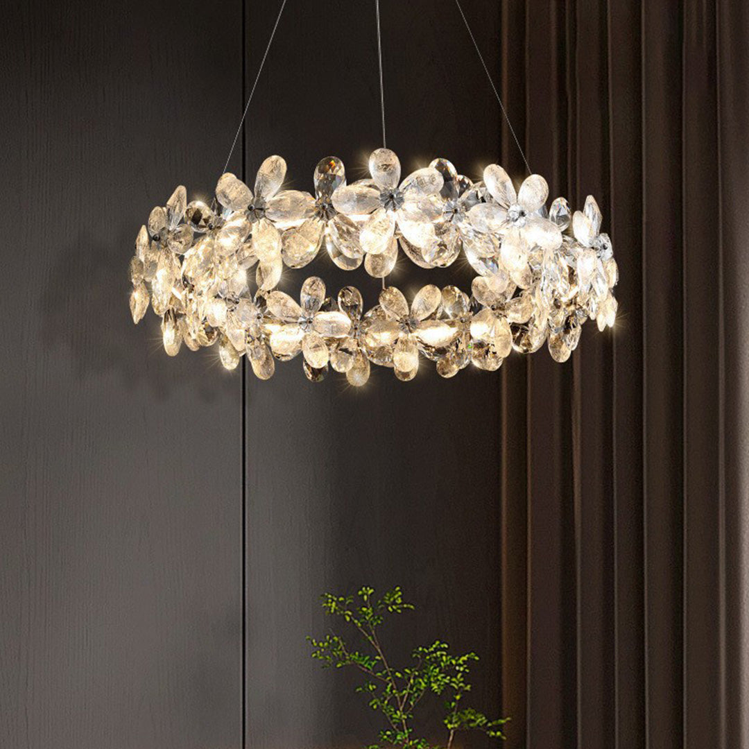 Flower Garland Crystal Chandelier, Chrome K9 Crystal Ceiling Light 6