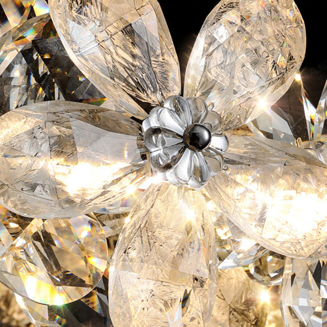 Flower Garland Crystal Chandelier, Chrome K9 Crystal Ceiling Light 9