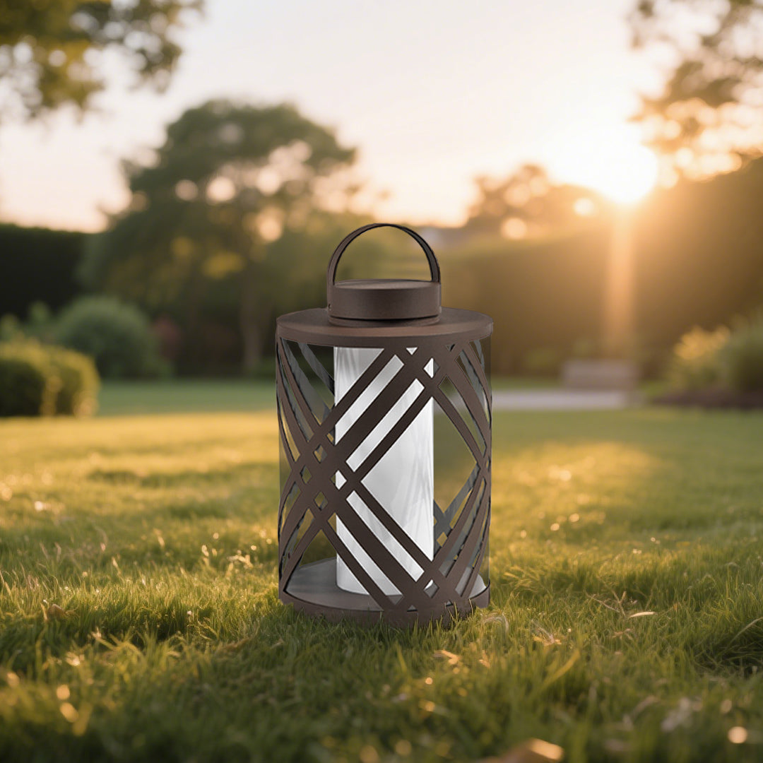 Crisscross Lattice Landscape Light, Coffee Stainless Steel Lamp