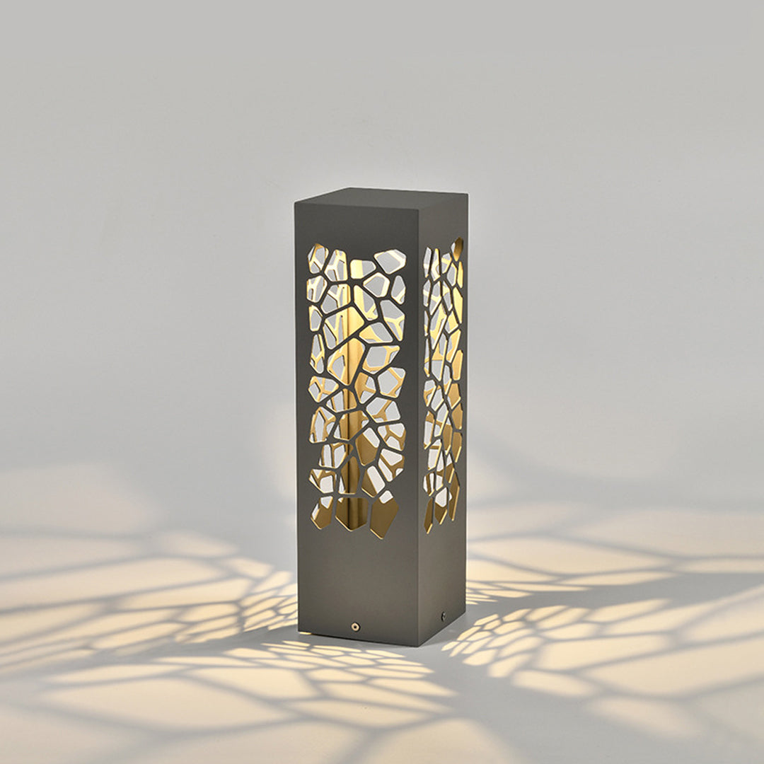 Pebble Cutout Bollard Light, Sand Gray Aluminum Landscape Light