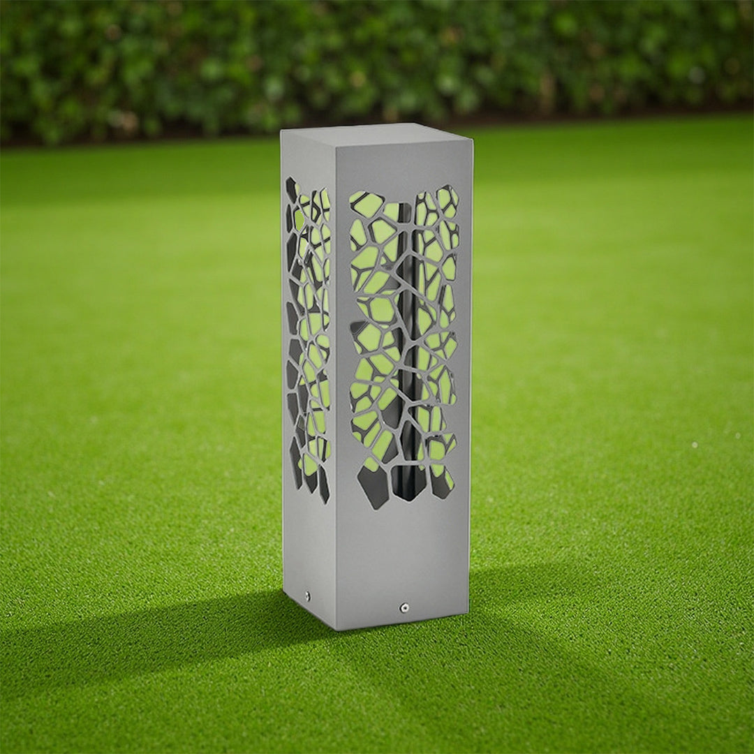 Pebble Cutout Bollard Light, Sand Gray Aluminum Landscape Light