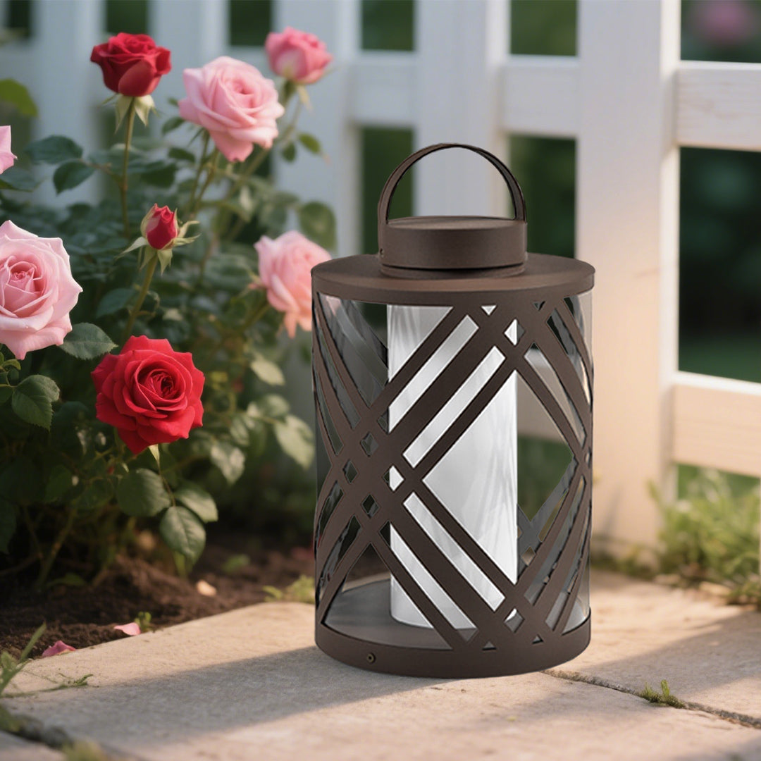 Crisscross Lattice Landscape Light, Coffee Stainless Steel Lamp