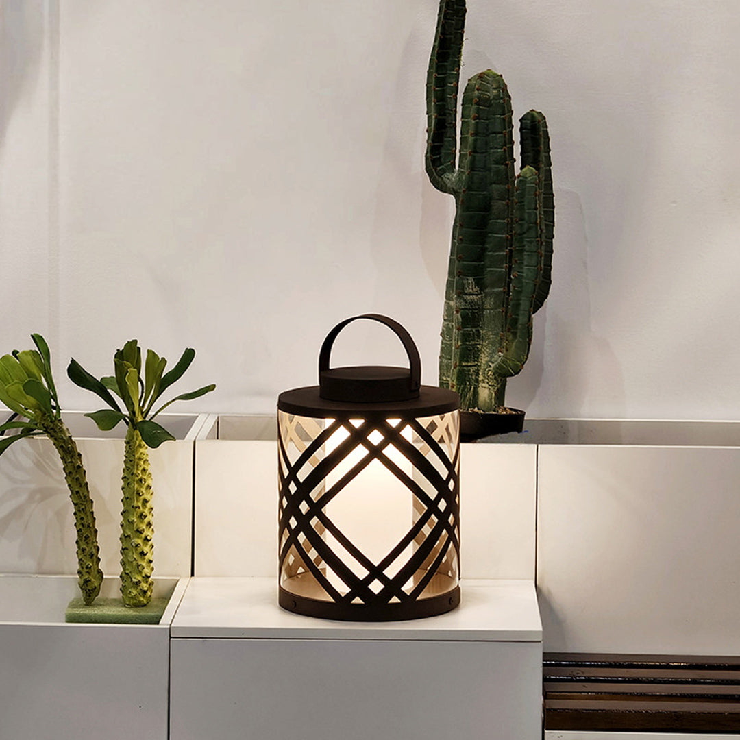 Crisscross Lattice Landscape Light, Coffee Stainless Steel Lamp