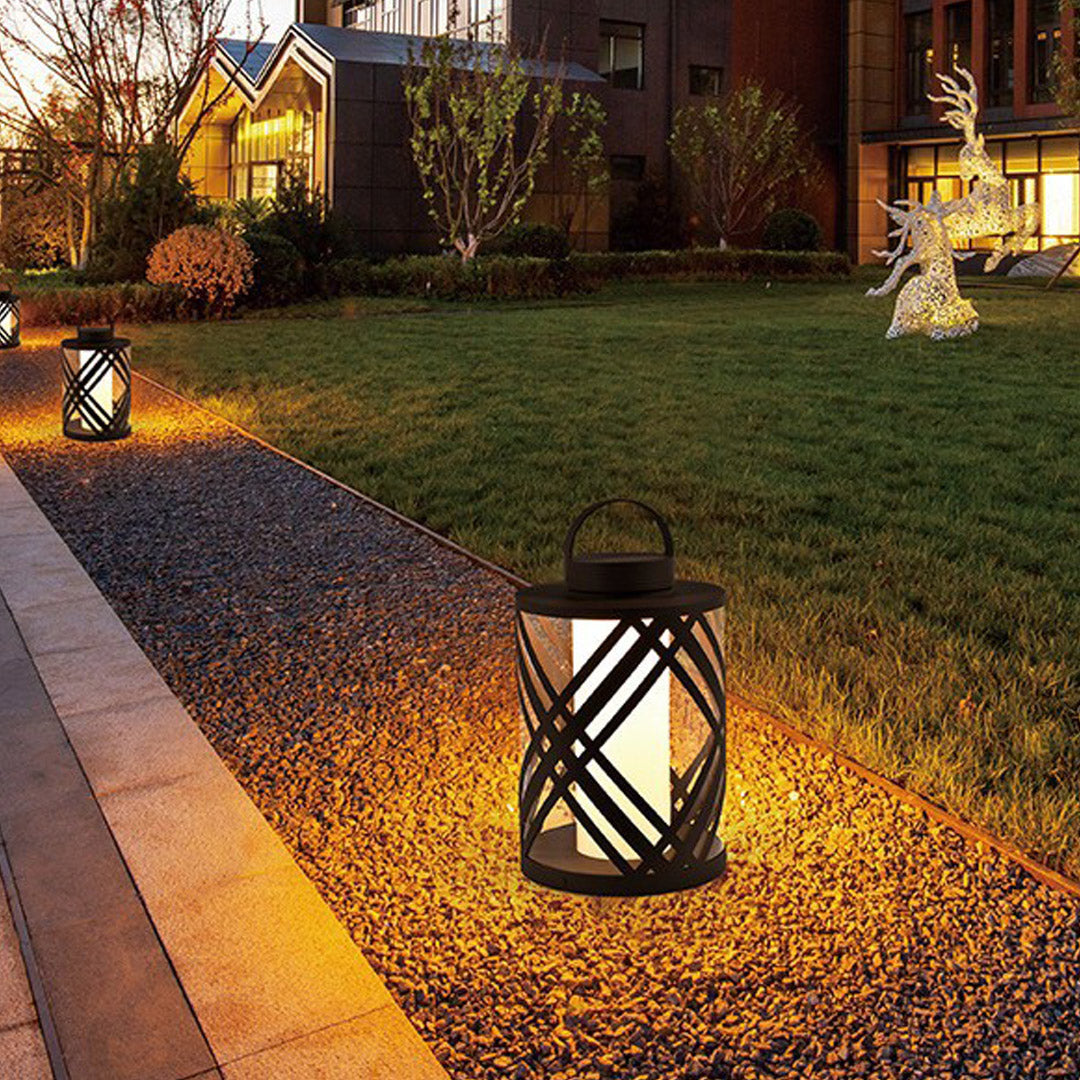Crisscross Lattice Landscape Light, Coffee Stainless Steel Lamp