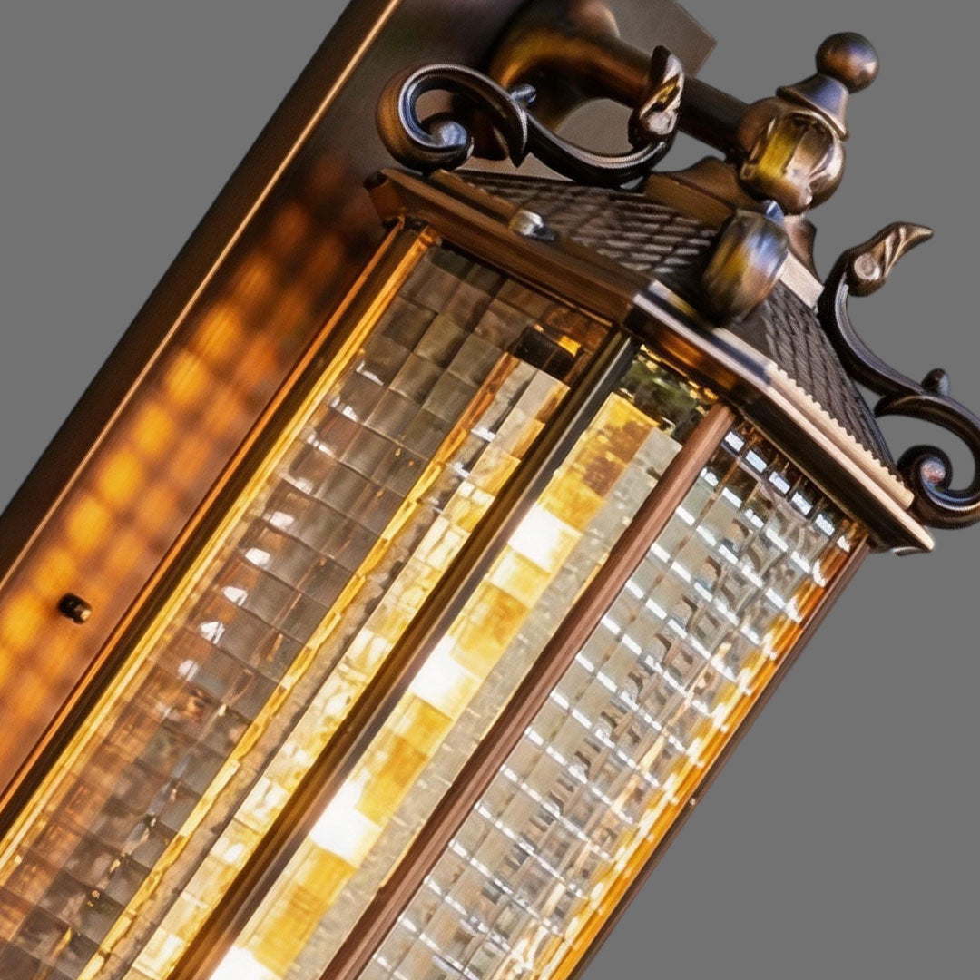 Heritage Lantern Outdoor Wall Light, Bronze Garden Sconce