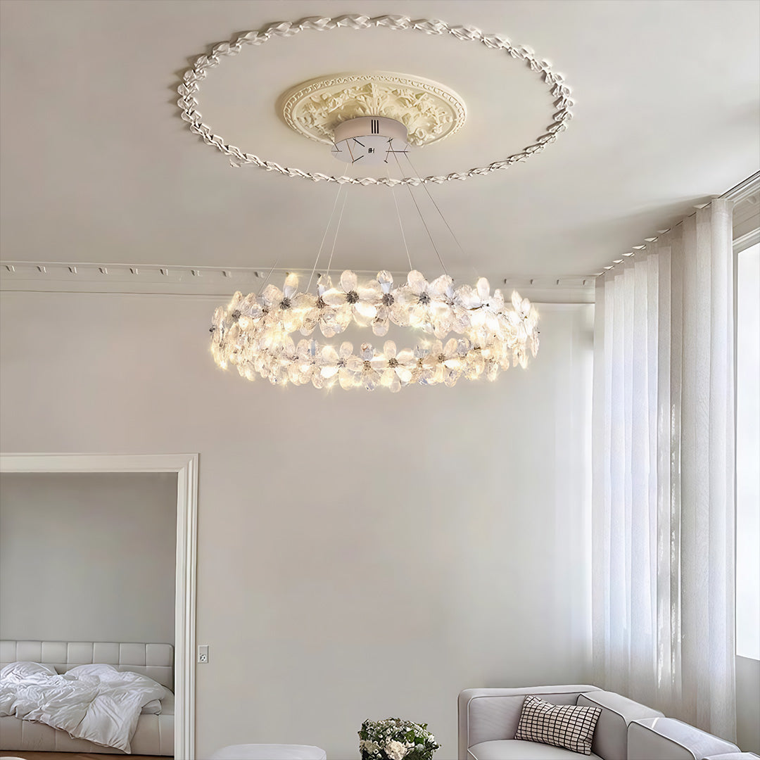 Flower Garland Crystal Chandelier, Chrome K9 Crystal Ceiling Light 2