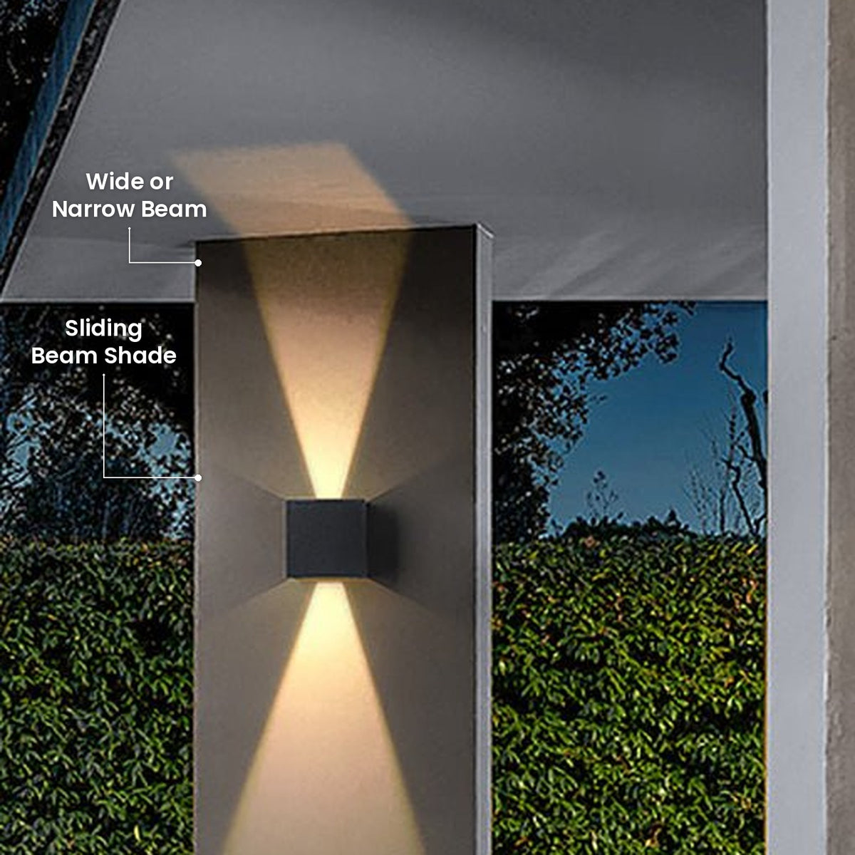 Adjustable Beam Up and Down Light: Sliding Beam Shade, Wide or Narrow Beam