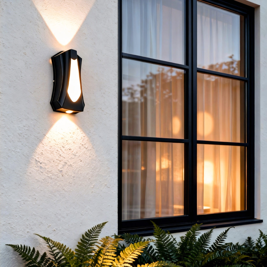 Sculpted Panel Outdoor Wall Light, Black Aluminum Terrace Lamp