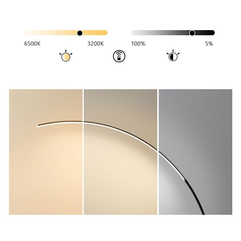 Aluminum Arc Floor Lamp, Black or White Dimmable Standing Light, view 7