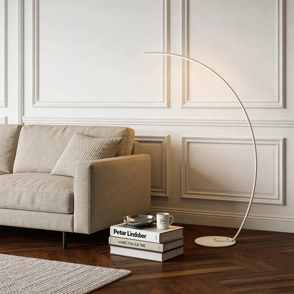 Aluminum Arc Floor Lamp, Black or White Dimmable Standing Light, view 2