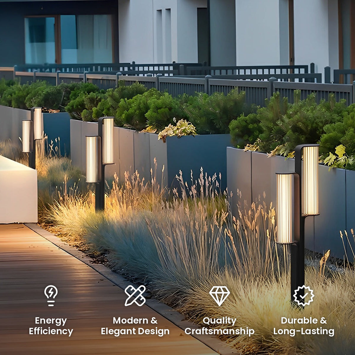 Back to Back Pathway Light: energy efficiency, modern and elegant design, quality craftsmanship, durable and long-lasting