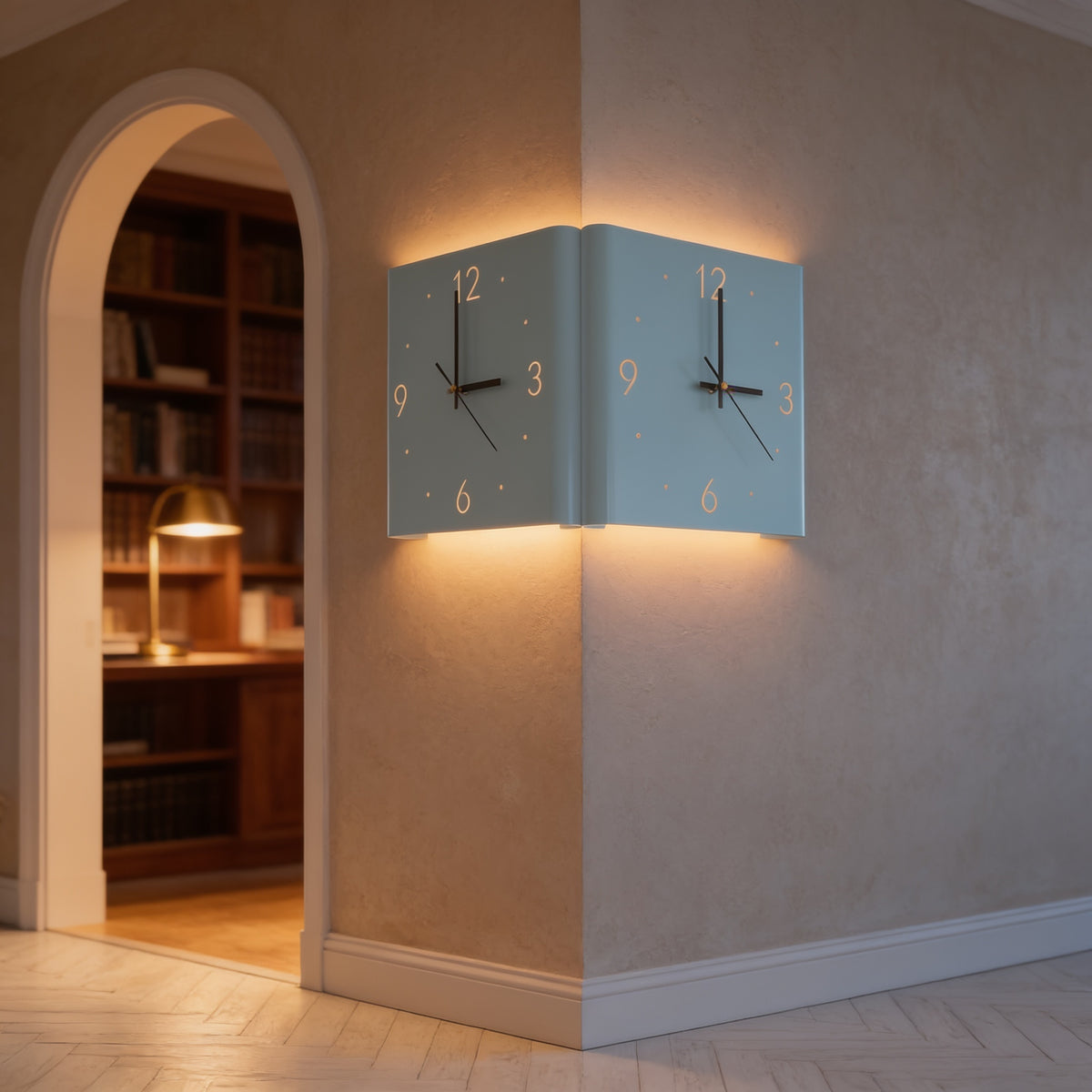Backlit Wall Clock Light, Blue, Foldable