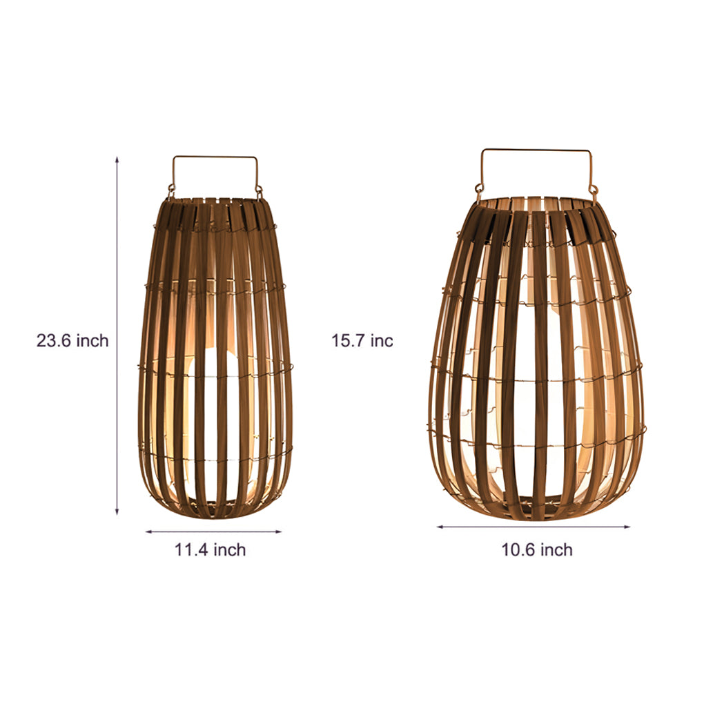 Woven Rattan Look Garden Lantern, Iron Handle Outdoor Floor Lantern 9