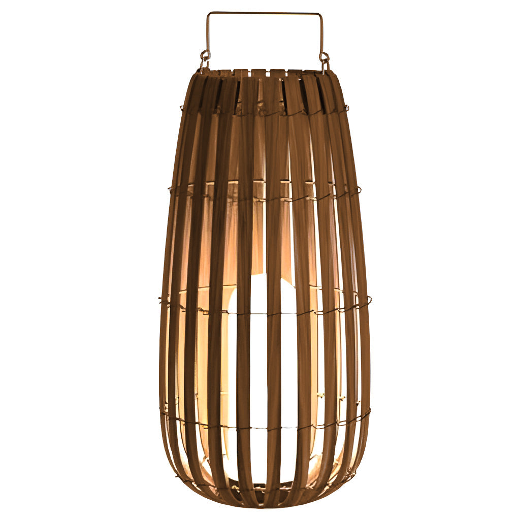 Woven Rattan Look Garden Lantern, Iron Handle Outdoor Floor Lantern 8