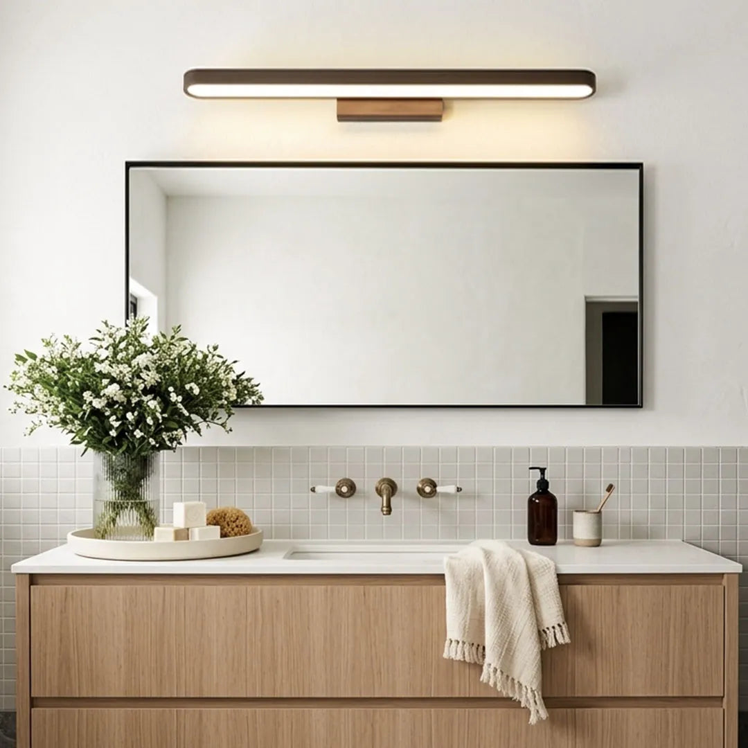 Continuous Loop Vanity Light, Aluminum Mirror Bar Light