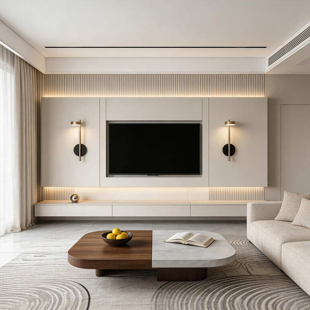 Pivoting Disc Wall Light, Black and Gold Aluminum Sconce