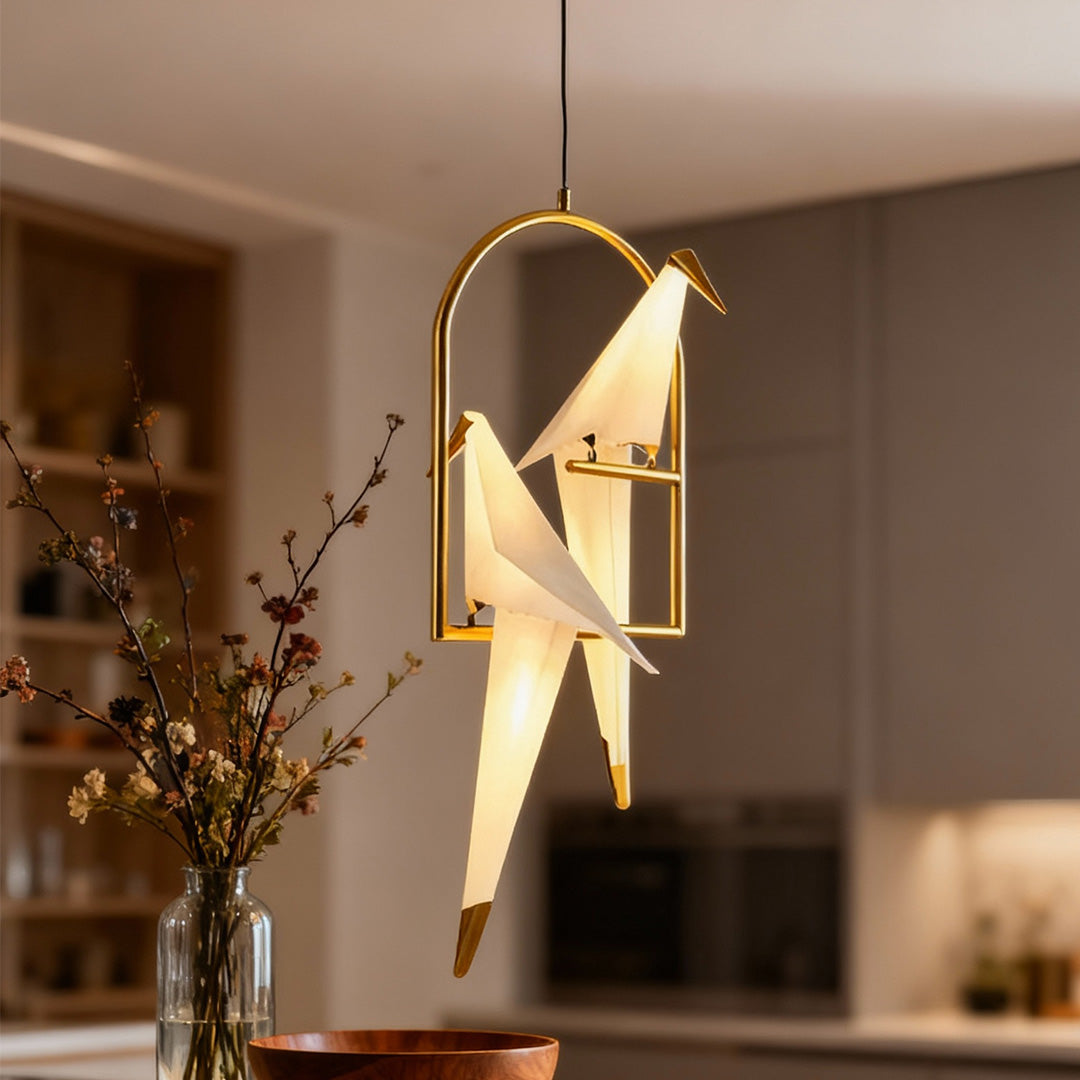 Origami Crane Bird Light, White Paper Fold LED Wall Sconce