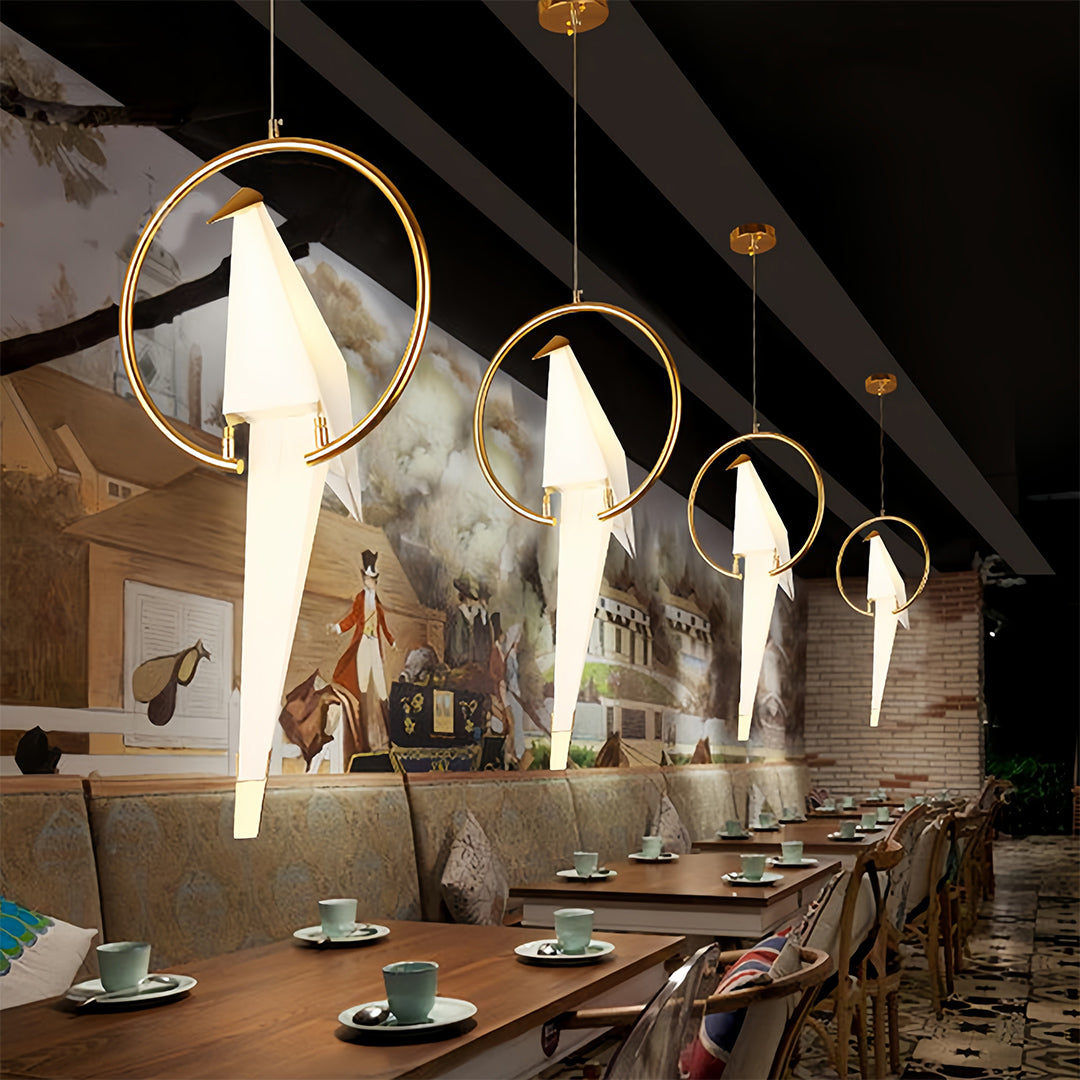 Origami Crane Bird Light, White Paper Fold LED Wall Sconce