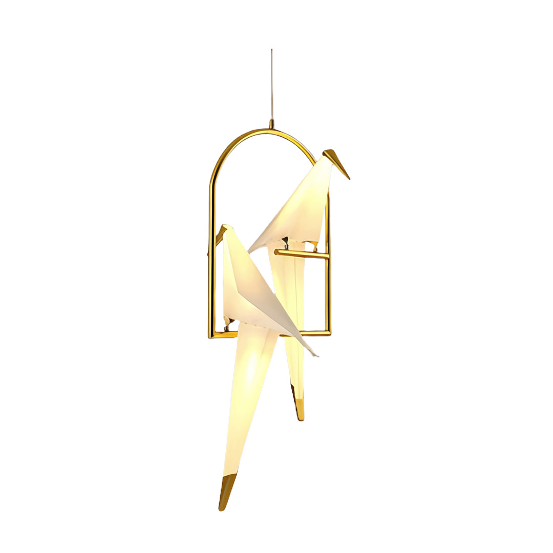Origami Crane Bird Light, White Paper Fold LED Wall Sconce