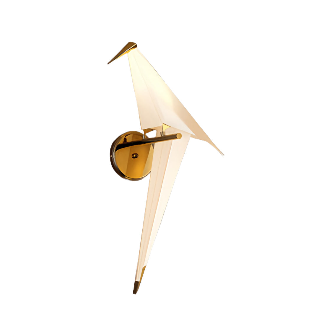 Origami Crane Bird Light, White Paper Fold LED Wall Sconce