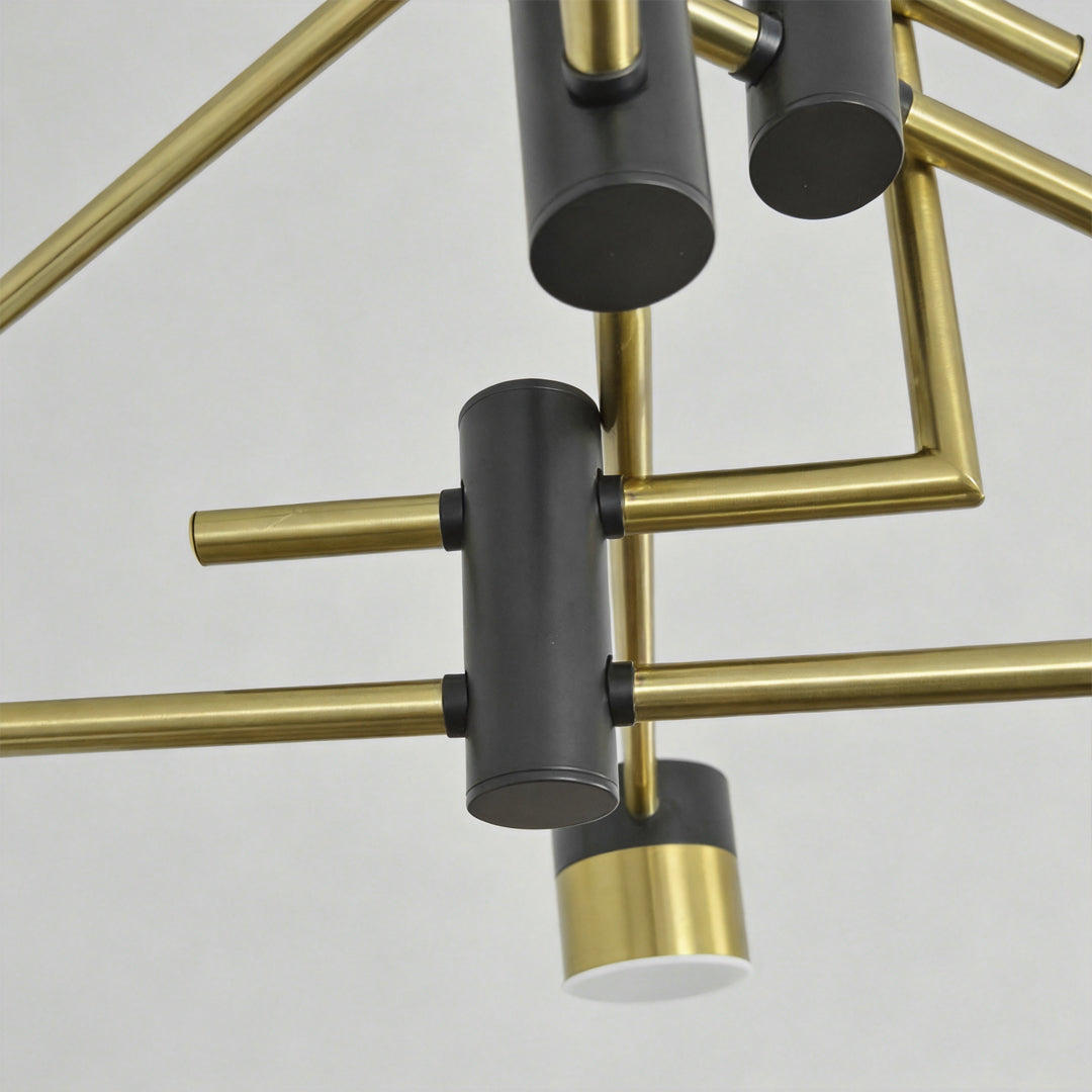 Radial Sputnik Chandelier, Black and Gold Dimmable LED