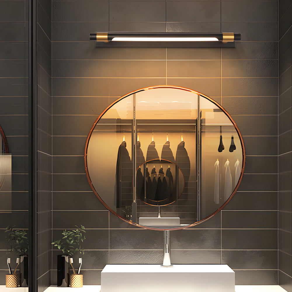 Slim Rotating Vanity Light, Black and Gold LED Bath Bar