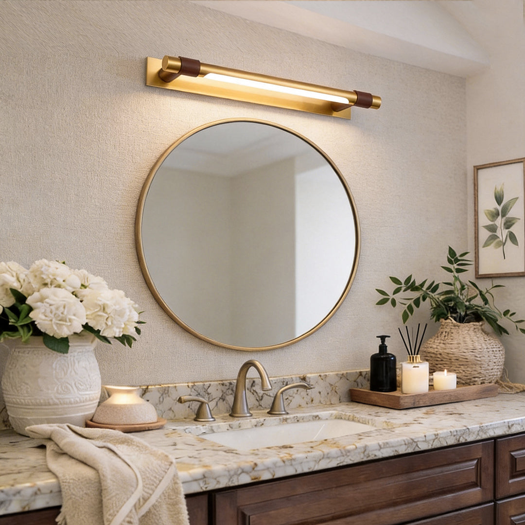 Slim Rotating Vanity Light, Black and Gold LED Bath Bar