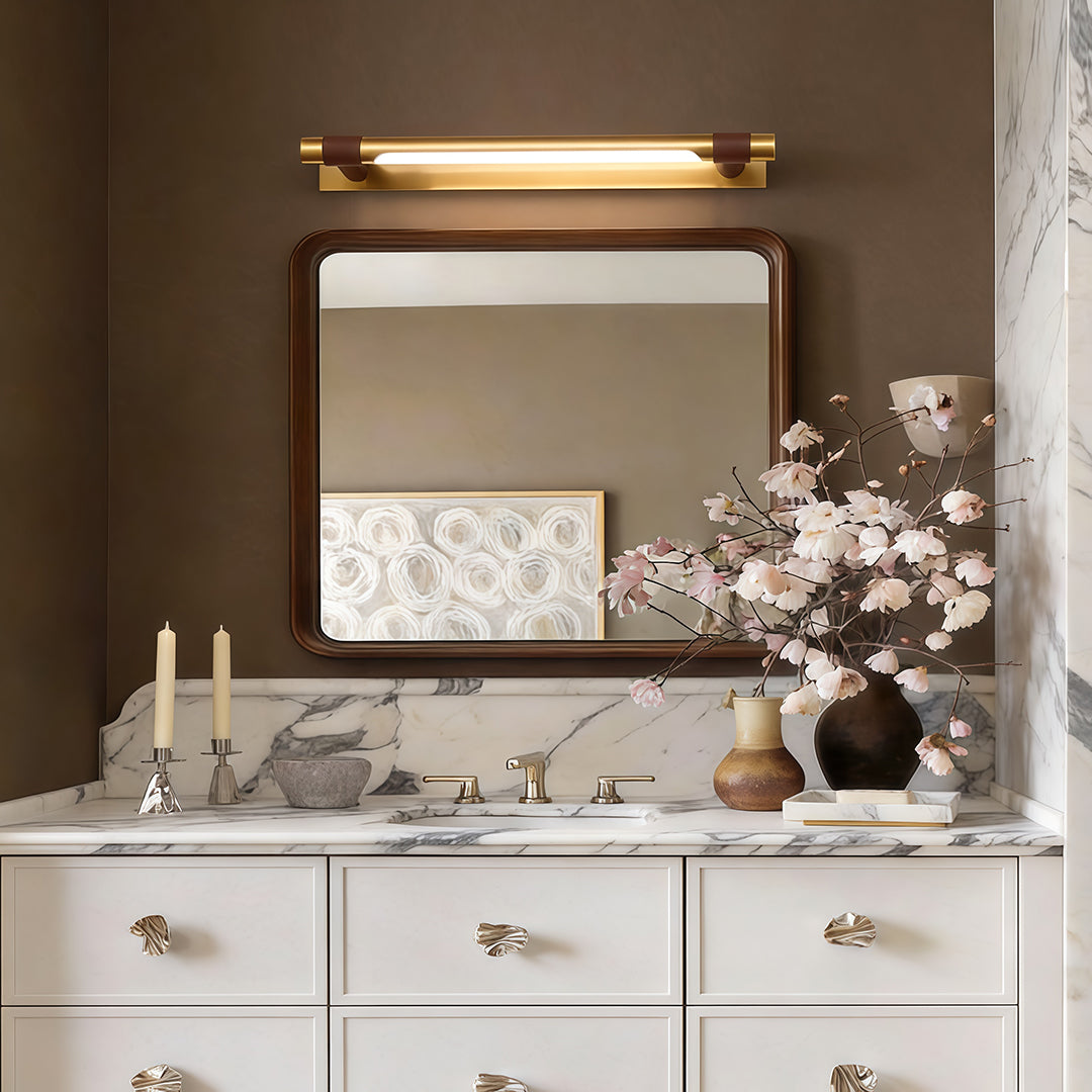 Slim Rotating Vanity Light, Black and Gold LED Bath Bar