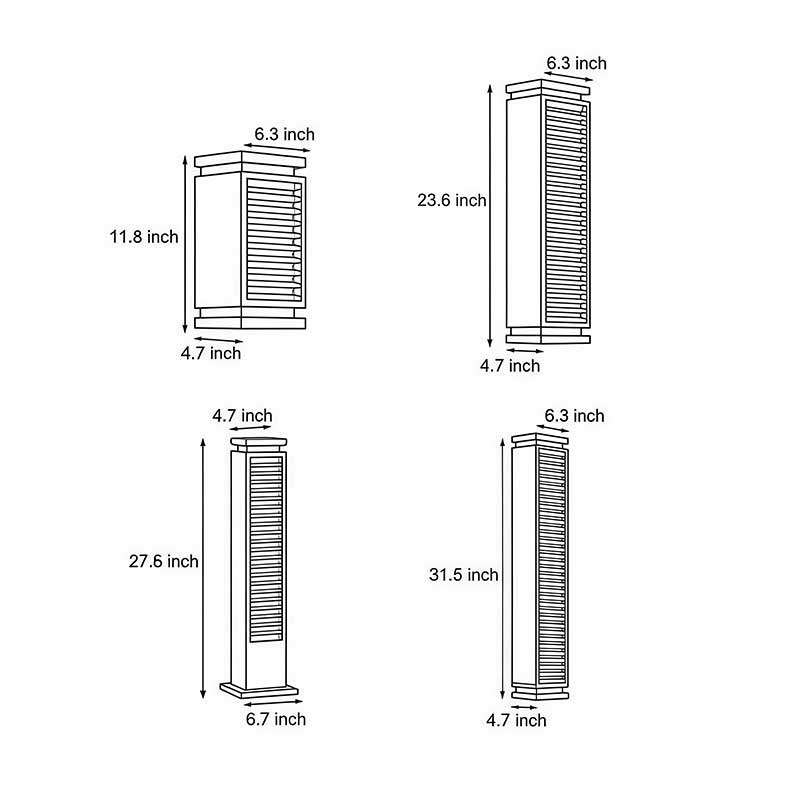 Louvered Bollard Light, Stainless Steel Slatted Pathway Post, view 14