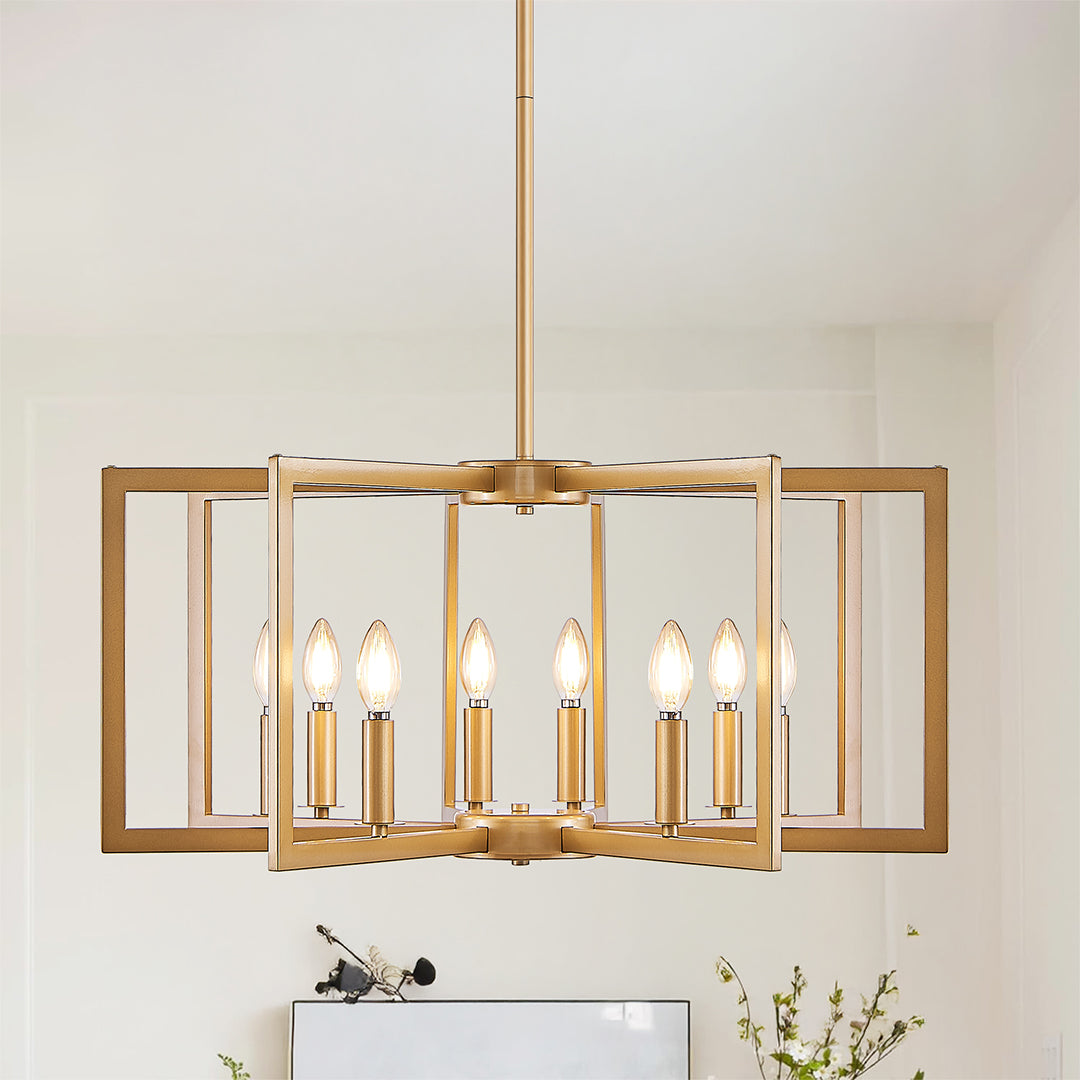 Open Frame Iron Candle Chandelier, Industrial Ceiling Light 12