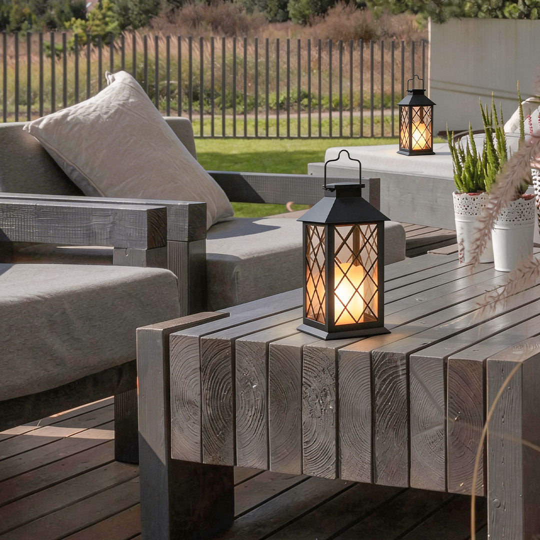 Solar Candle Lantern, Black Portable Hanging Garden Lantern 6