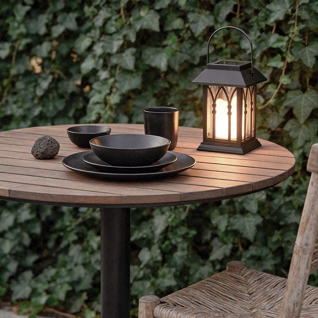 Solar Candle Lantern, Black Portable Hanging Garden Lantern 7