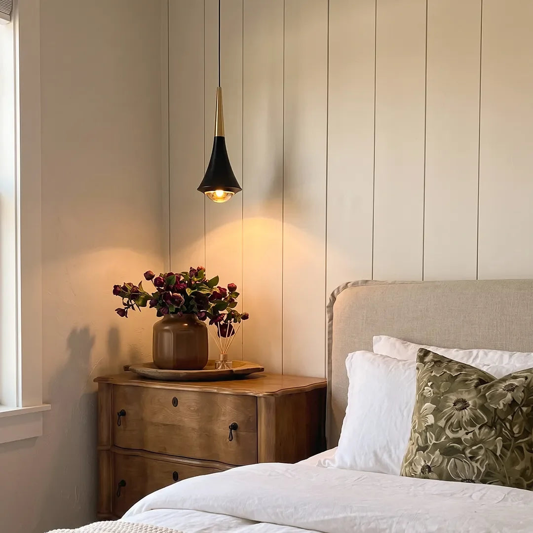 Flared Cone Mini Pendant Light, Aluminum and Glass Pendant Lamp 2