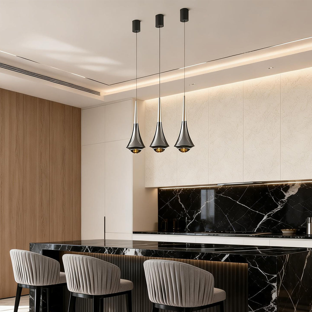 Flared Cone Mini Pendant Light, Aluminum and Glass Pendant Lamp 3