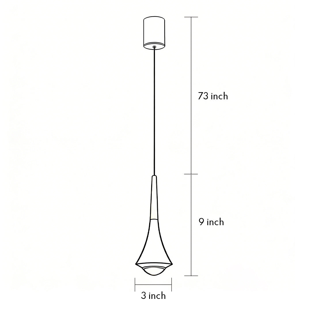 Flared Cone Mini Pendant Light, Aluminum and Glass Pendant Lamp 15