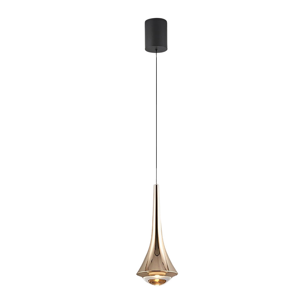 Flared Cone Mini Pendant Light, Aluminum and Glass Pendant Lamp 13