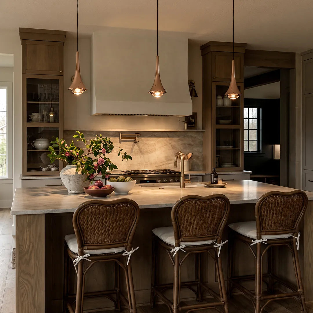 Flared Cone Mini Pendant Light, Aluminum and Glass Pendant Lamp