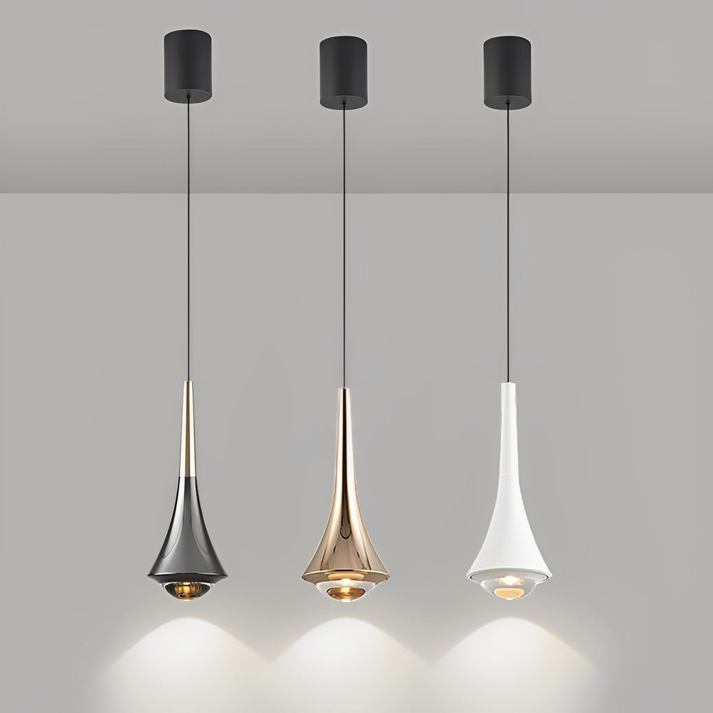 Flared Cone Mini Pendant Light, Aluminum and Glass Pendant Lamp 9