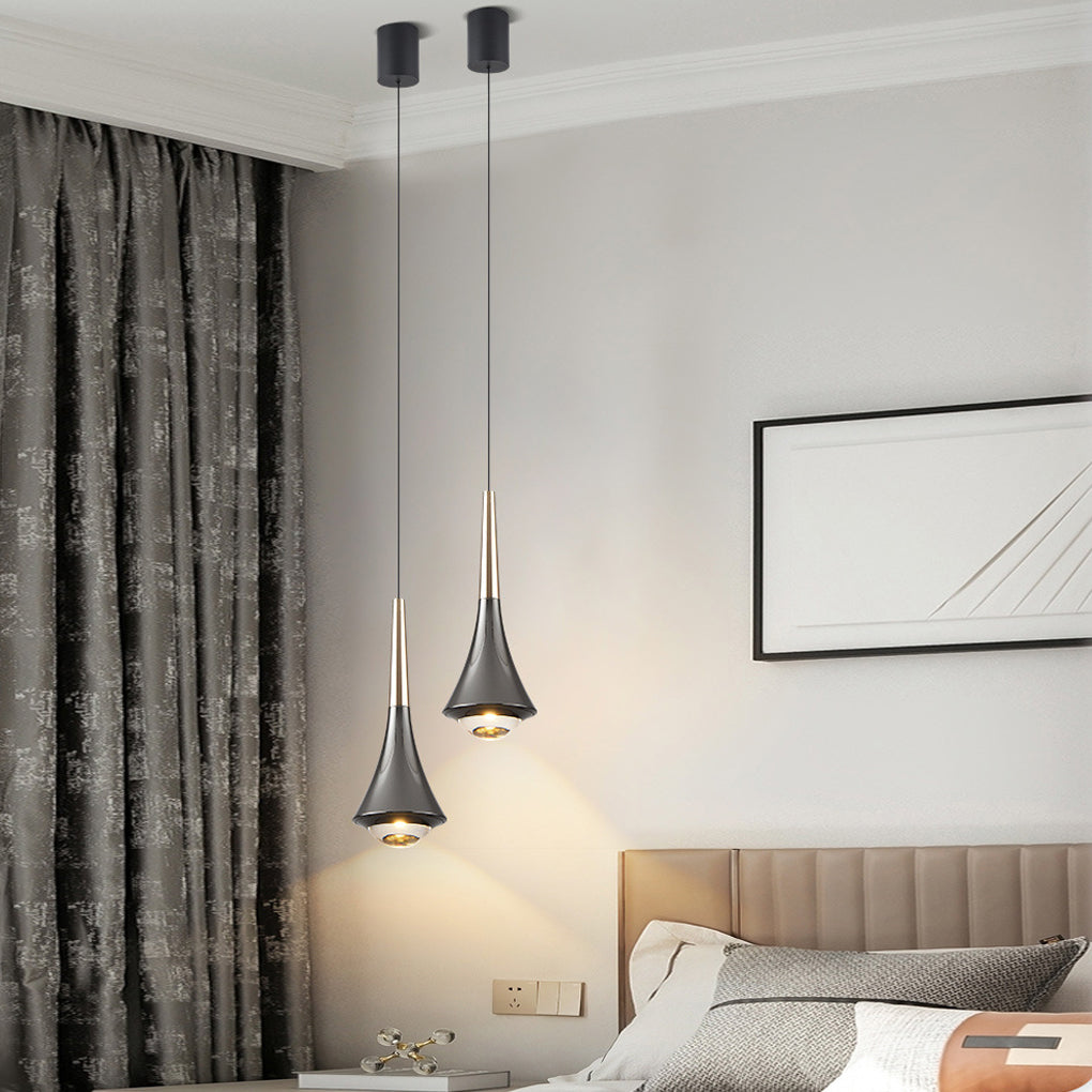 Flared Cone Mini Pendant Light, Aluminum and Glass Pendant Lamp 5
