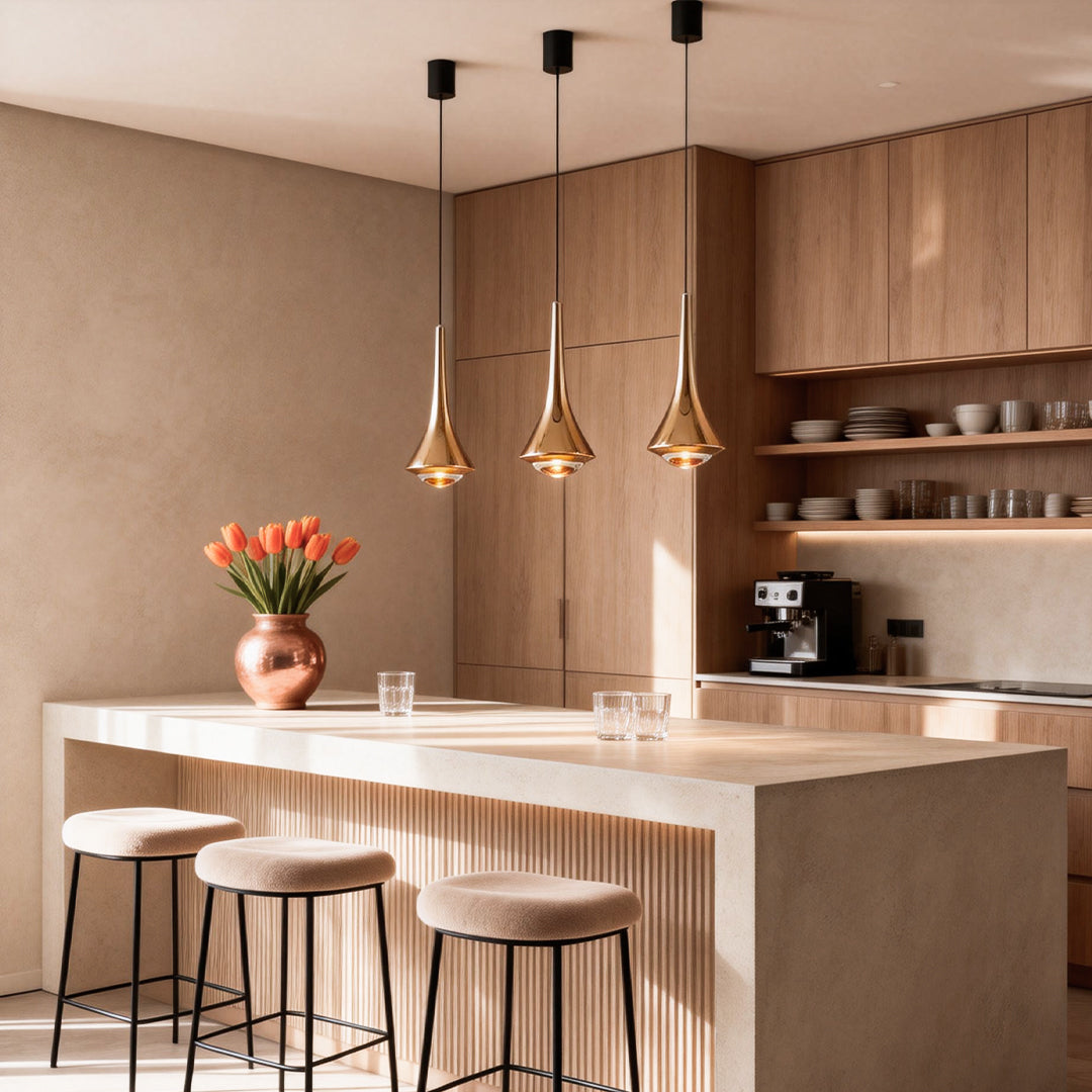 Flared Cone Mini Pendant Light, Aluminum and Glass Pendant Lamp 4